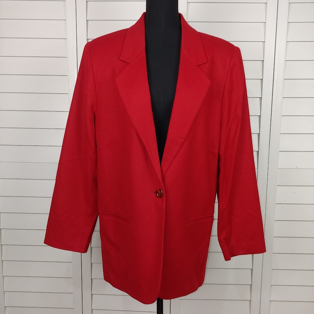 Vintage Red Wool Blazer Jacket 18